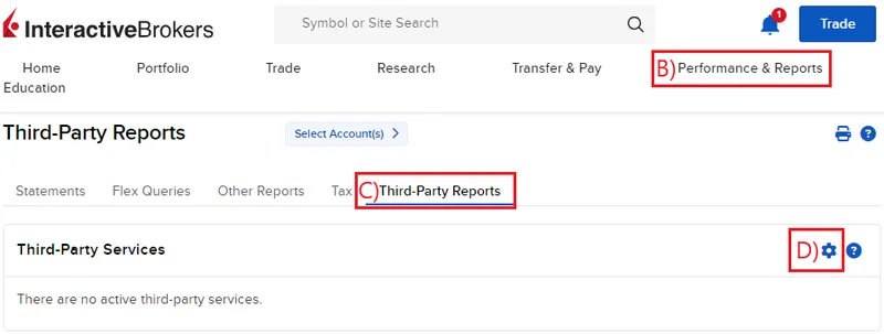 Activating IBviz as a third-party service in the IBKR Client Portal