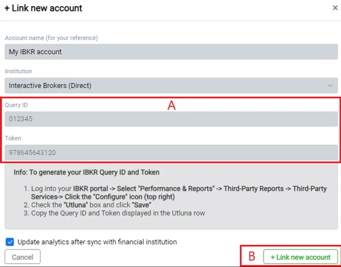 Linking a new account in IBviz